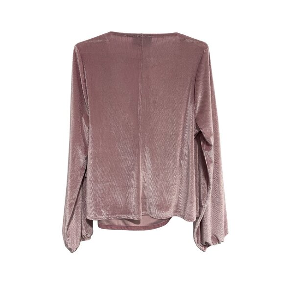 Lane Bryant Wrap Top Plus Size 14/16 Velour Velvet Surplice Tie Long Sleeve Pink - Picture 3 of 9